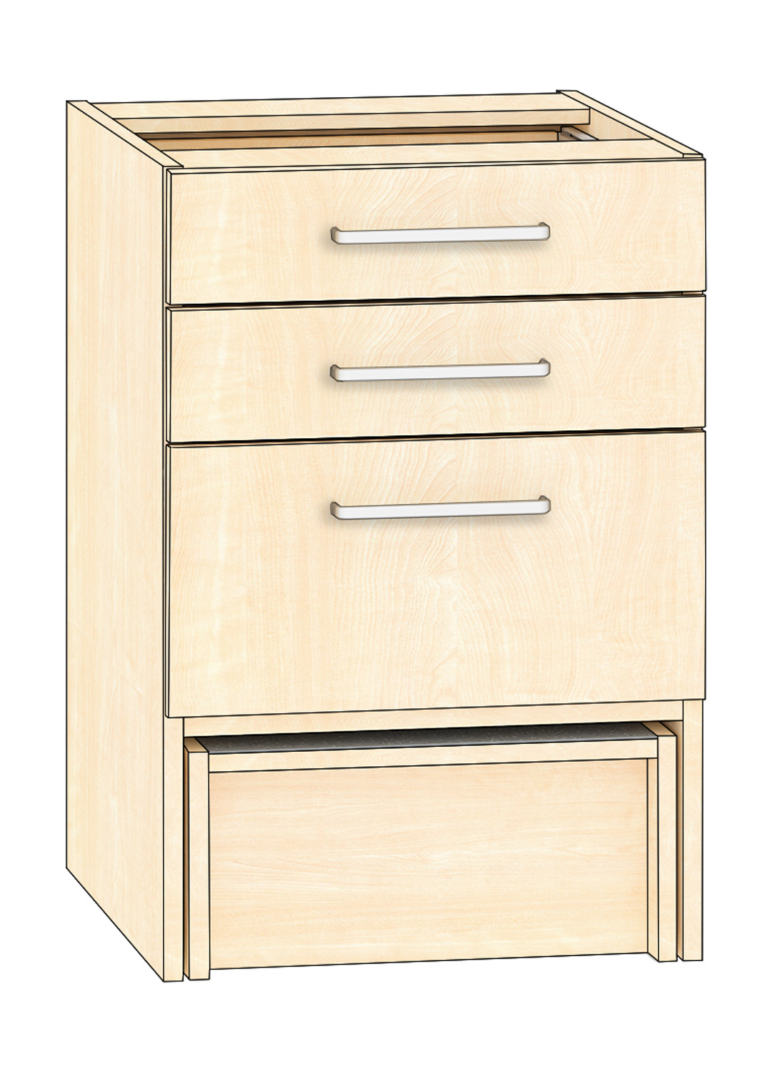 Schubkastenschrank mit 3 Schubkästen, Breite 50 cm