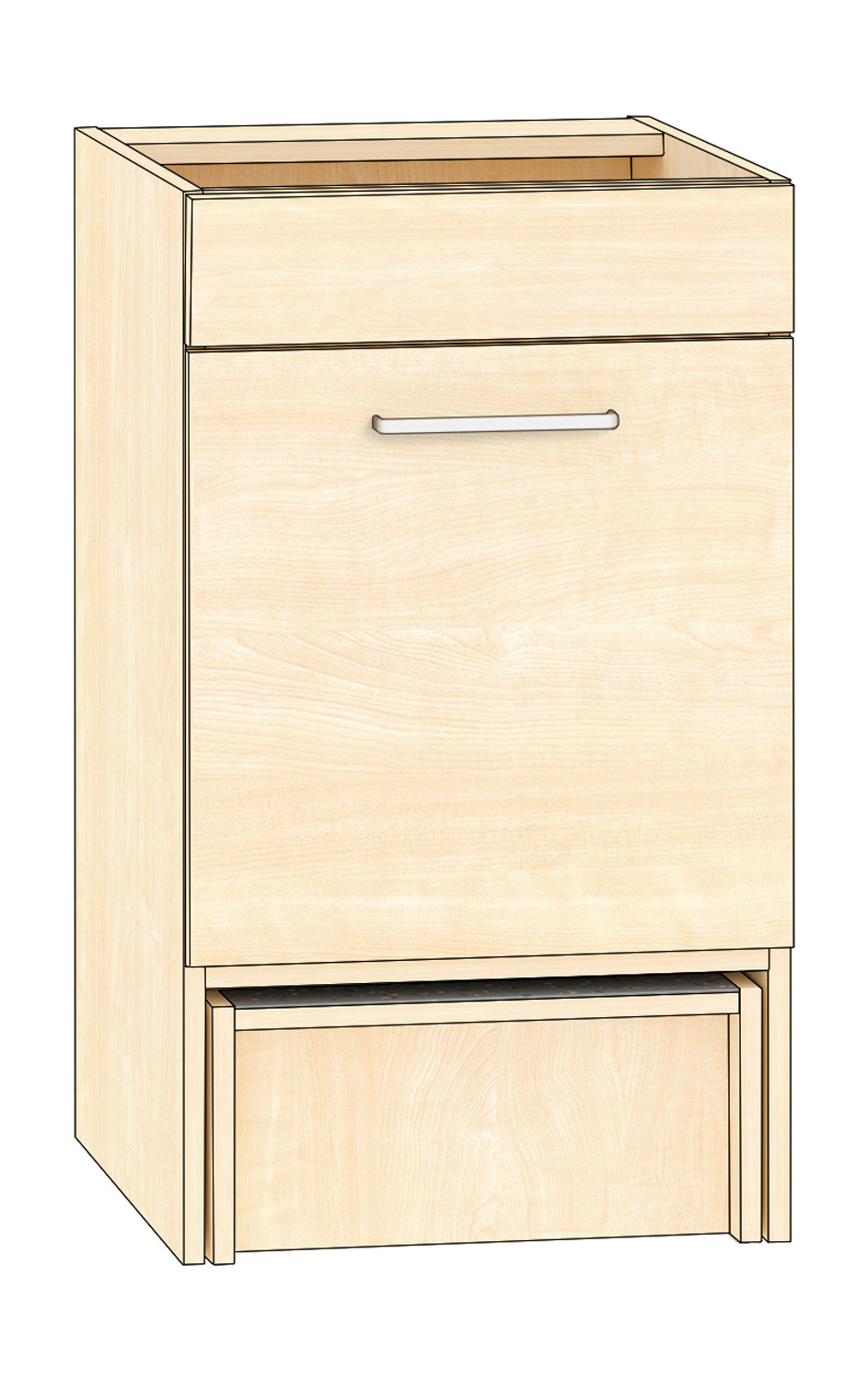 Mülleimerschrank Breite 50 cm, Ahorn 